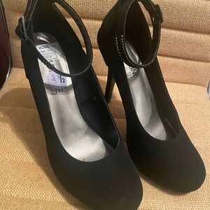 Madeline Black Ankle Strap Heels